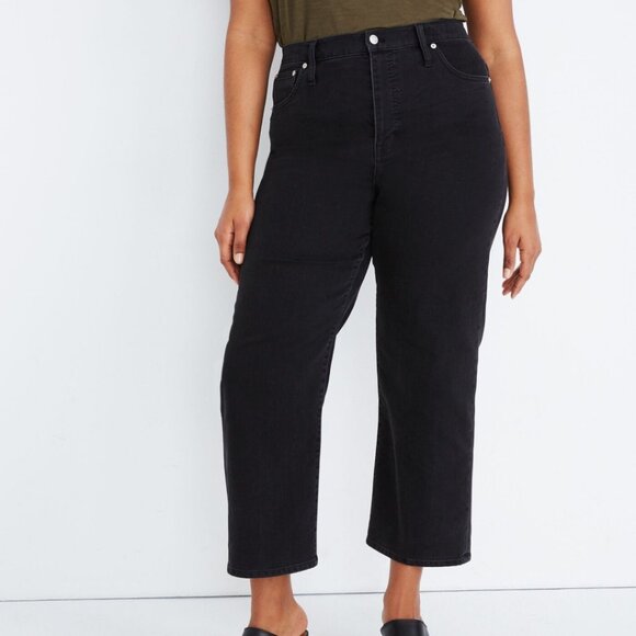 Madewell Denim - Madewell Slim Wide Leg Crop Jeans - Lunar Wash Black, High Waist - Size 37/24W